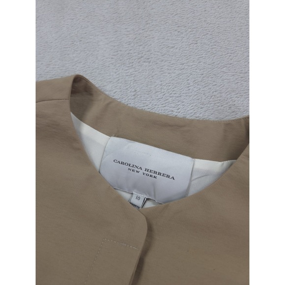 Carolina Herrera Dress Womens 10 Fit and Flare Belted Tan - Picture 9 of 14